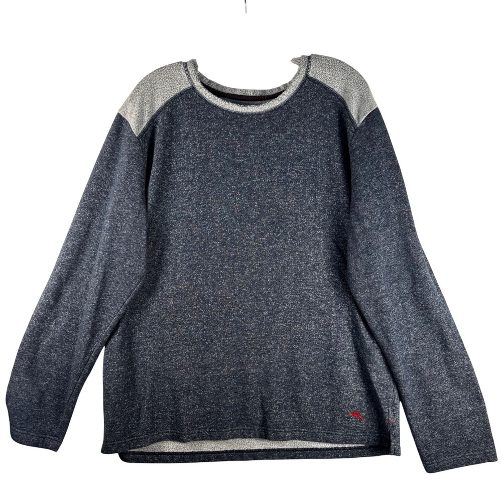 Tommy Bahama Mens XL Blue Gray Colorblock Marlin Long Sleeve Sweatshirt Pullover